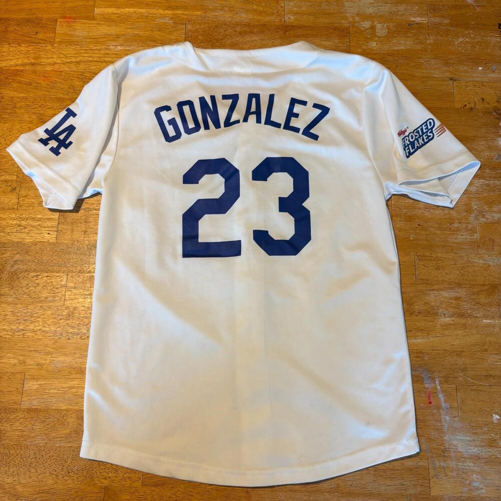 Los Angeles Dodgers Jersey Youth XL White Gonzalez 23 MLB Baseball Shirt Tee Top - Picture 5 of 7